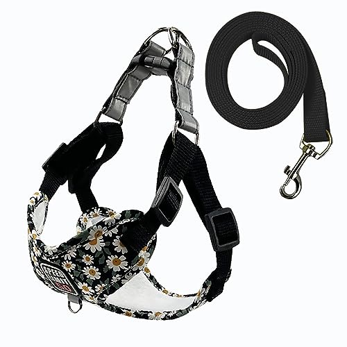 KINLYBO Pets Harness with Pull Reflective Chest Harnesses Flower Print for Small Dogs Cats Black M von KINLYBO