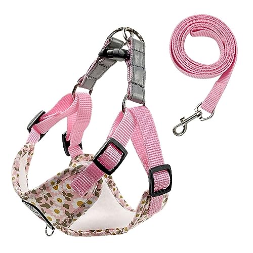 KINLYBO Pets Harness with Pull Reflective Chest Harnesses Flower Print for Small Dogs Cats Pink XL von KINLYBO
