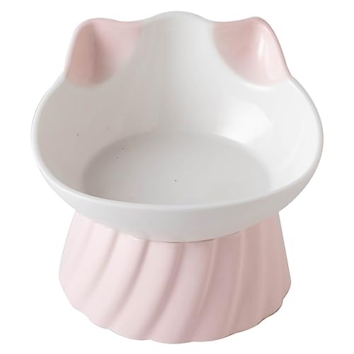 KINLYBO Pets Keramik-Schüssel, rutschfest, langlebig, erhöhte abgeschrägte Kanten, für Hunde und Katzen, Wassernapf, Rosa von KINLYBO