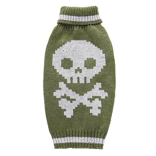 KINLYBO Puppy Dogs Halloween Sweater Ghost Skull Pattern Jumper for Pets Cats Pullover Green XXS von KINLYBO