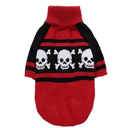 KINLYBO Puppy Dogs Halloween Sweater Ghost Skull Pattern Jumper for Pets Cats Pullover Red XXS von KINLYBO