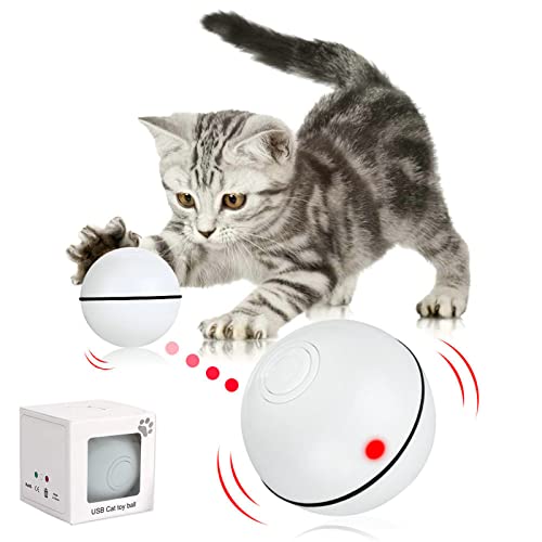 Kinoee Interaktives Katzenspielzeug Ball, intelligentes automatisches Rolling Kitten Spielzeug, USBwiederaufladbarer Bewegungsball + drehendes LEDLicht mit TimerFunktion, das beste von KINOEE