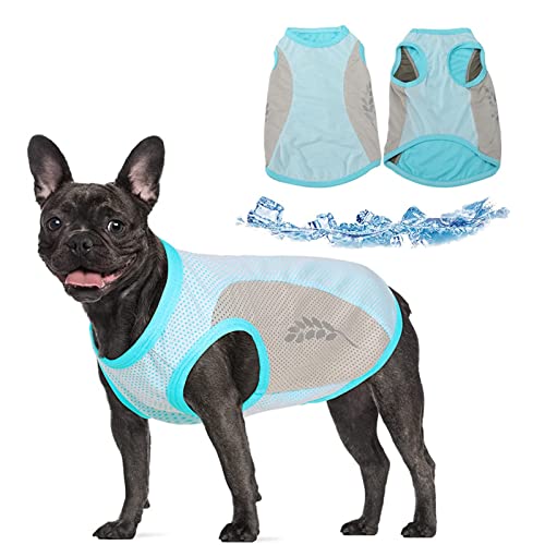 KIPETTO Hunde Kühlweste Leichte Hunde Eiskühlende T-Shirts mit Reflektorstreifen Welpen Sommer Atmungsaktive Kleidung, M von KIPETTO