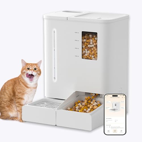Automatischer Katzenfutterspender und Wasserspender Set, Hundefutter und Wasserspender WiFi 2 in 1 Set für Haustiere mit APP-Steuerung von KIPPDURO