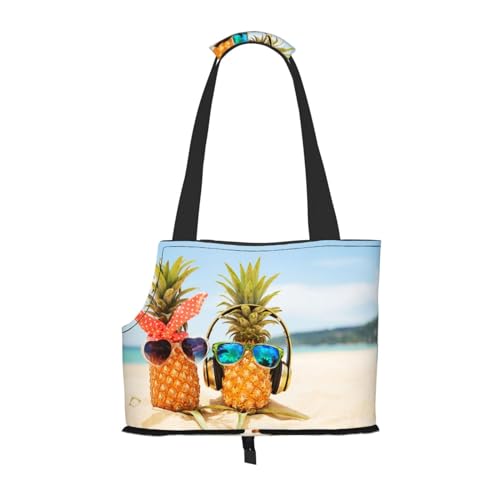 Beach Two Ananas Sea Kleine Hundetragetasche, Haustier-Umhängetasche, tragbare Tragetasche für Hund/Katze Beach Two Ananas Sea Kleine Hundetragetasche, Haustier-Umhängetasche, tragbare Tragetasche für Hund/Katze von KIROJA