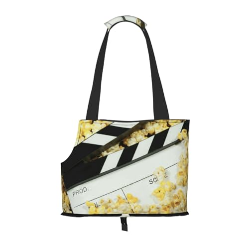 Kleine Hundetragetasche für kleine Hunde, Motiv: Kino, Schindeln und Popcorn, Haustier-Reisetasche, tragbare Tragetasche für Hunde/Katze von KIROJA