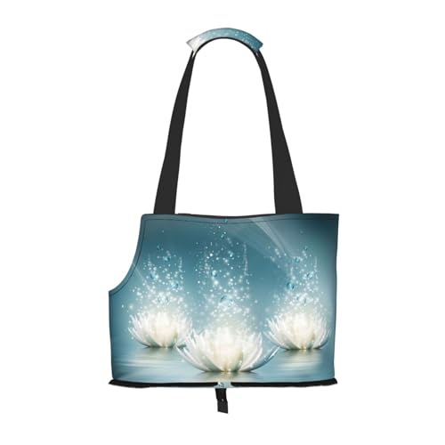 Kleine Hundetragetasche mit Lotusblumen, Haustier-Umhängetasche, tragbare Tragetasche für Hunde/Katzen, Weiß Kleine Hundetragetasche mit Lotusblumen, Haustier-Umhängetasche, tragbare Tragetasche für Hunde/Katzen, Weiß von KIROJA