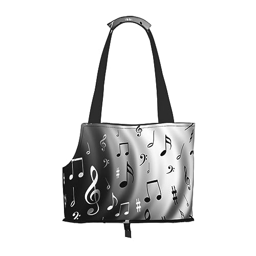 Kleine Hundetragetasche mit Musiknoten-Aufdruck, Haustier-Umhängetasche, tragbare Tragetasche für Hund/Katze Kleine Hundetragetasche mit Musiknoten-Aufdruck, Haustier-Umhängetasche, tragbare Tragetasche für Hund/Katze von KIROJA