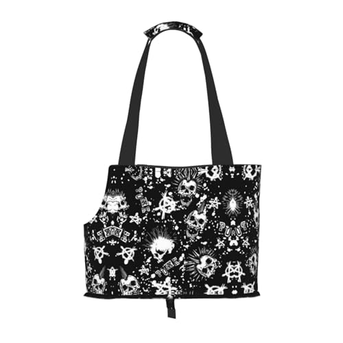 Tragetasche für kleine Hunde, Punk-Totenkopf-Design, für Haustiere, Reisetasche, tragbare Tragetasche für Hunde und Katzen, Weiß von KIROJA