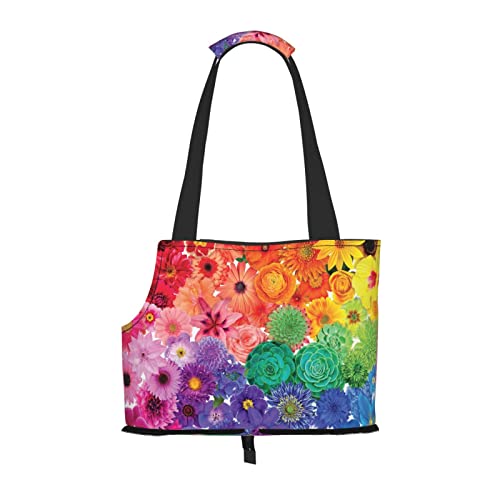 Tragetasche für kleine Hunde, Regenbogenblumen, Haustier-Umhängetasche, tragbare Tragetasche für Hunde/Katze von KIROJA