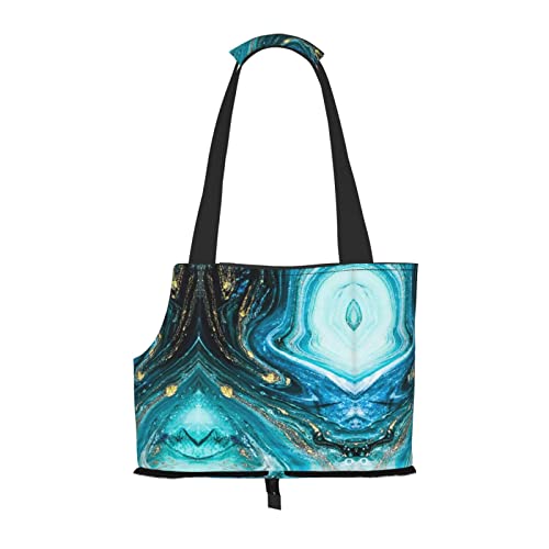 Tragetasche für kleine Hunde, türkis, blau, goldfarben, Marmor, Haustier-Umhängetasche, tragbare Tragetasche für Hunde/Katze Tragetasche für kleine Hunde, türkis, blau, goldfarben, Marmor, Haustier-Umhängetasche, tragbare Tragetasche für Hunde/Katze von KIROJA
