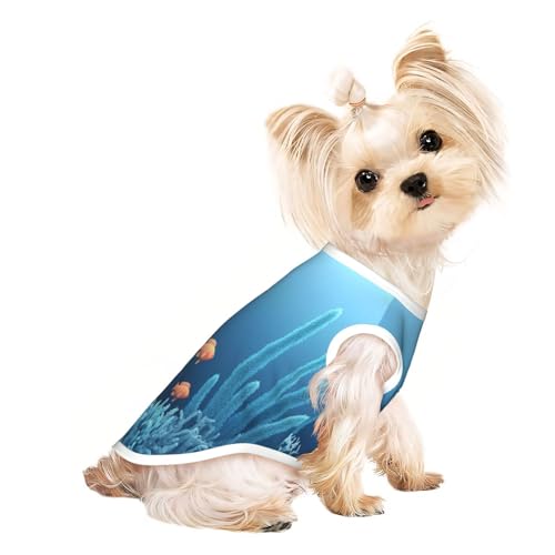 Cartoon Underwater World Hunde-Shirt, weich, atmungsaktiv, für Hunde, Katzen, Jungen, Mädchen, Haustier-T-Shirt, geeignet für kleine Haustiere von KIRROWE