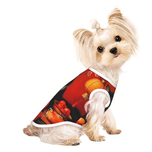 Chinesisches Neujahrskatzen-Hemd, weich, atmungsaktiv, für Hunde, Katzen, Jungen, Mädchen, Haustier-T-Shirt, geeignet für kleine Haustiere von KIRROWE