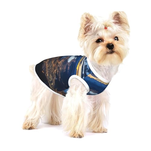 City at Night Baumwoll-Hunde-Shirt, weich, atmungsaktiv, für Hunde, Katzen, Jungen, Mädchen, Haustier-T-Shirt, geeignet für kleine Haustiere von KIRROWE