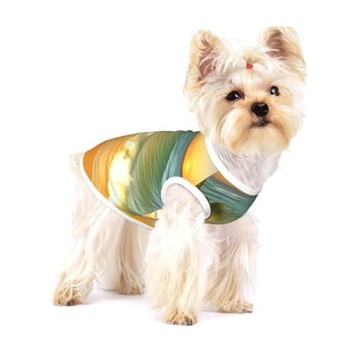 Coconut Trees by The Sea Hunde-Shirt, Baumwolle, weich, atmungsaktiv, für Hunde, Katzen, Jungen, Mädchen, Haustier-T-Shirt, geeignet für kleine Haustiere von KIRROWE