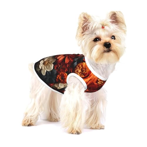 Ein Fest der Rosen und Chrysanthemen, Baumwoll-Hunde-Shirt, weich, atmungsaktiv, für Hunde, Katzen, Jungen, Mädchen, Haustier-T-Shirt, geeignet für kleine Haustiere von KIRROWE