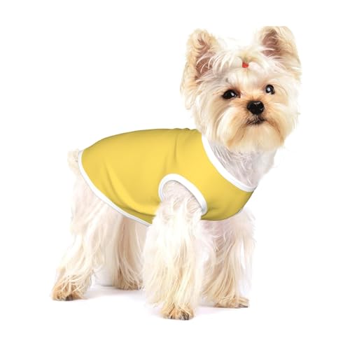 Gelbliches Hunde-Shirt aus Baumwolle – weiches, atmungsaktives Hunde-Shirt für Hunde, Katzen, Jungen, Mädchen, Haustier-T-Shirt, geeignet für kleine Haustiere von KIRROWE