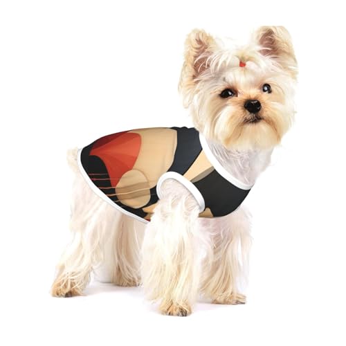 Geometrisches Art-Deco-Baumwoll-Hunde-Shirt, weich, atmungsaktiv, für Hunde, Katzen, Jungen, Mädchen, Haustier-T-Shirt, geeignet für kleine Haustiere von KIRROWE