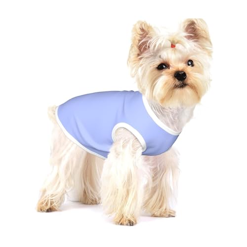 Hunde-Shirt aus Baumwolle, weich, atmungsaktiv, für Hunde, Katzen, Jungen, Mädchen, Haustier-T-Shirt, geeignet für kleine Haustiere, Hellblau von KIRROWE