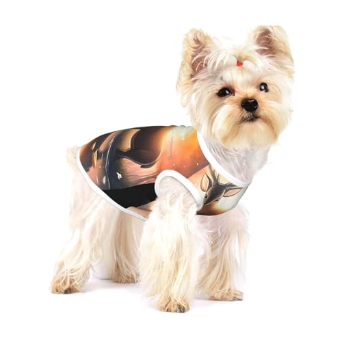 Hunde-Shirt aus Baumwolle mit Hirsch im Wald, weich, atmungsaktiv, für Hunde, Katzen, Jungen, Mädchen, Haustier-T-Shirt, geeignet für kleine Haustiere Hunde-Shirt aus Baumwolle mit Hirsch im Wald, weich, atmungsaktiv, für Hunde, Katzen, Jungen, Mädchen, Haustier-T-Shirt, geeignet für kleine Haustiere von KIRROWE