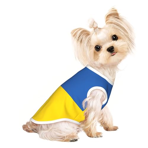 Hunde-Shirt mit Flagge der Ukraine, weich, atmungsaktiv, für Hunde, Katzen, Jungen, Mädchen, Haustier-T-Shirt, geeignet für kleine Haustiere von KIRROWE