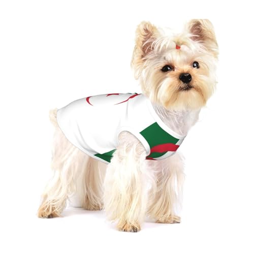 Hunde-Shirt mit Flagge von Algerien, Baumwolle, weich, atmungsaktiv, für Hunde, Katzen, Jungen, Mädchen, Haustier-T-Shirt, geeignet für kleine Haustiere von KIRROWE