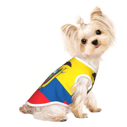 Hunde-Shirt mit Flagge von Ecuador, weich, atmungsaktiv, für Hunde, Katzen, Jungen, Mädchen, Haustier-T-Shirt, geeignet für kleine Haustiere von KIRROWE