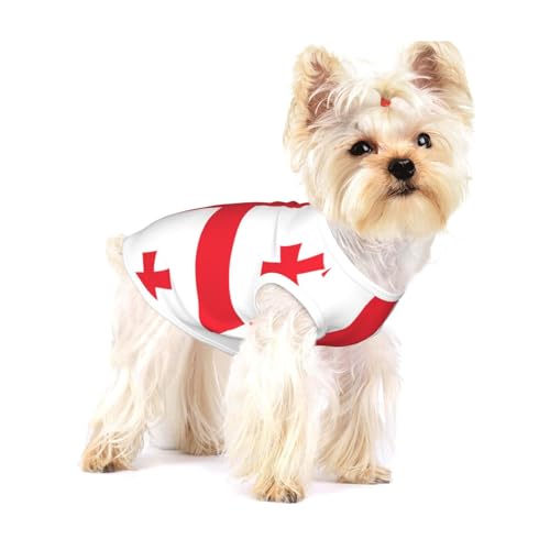 Hunde-Shirt mit Flagge von Georgia, Baumwolle, weich, atmungsaktiv, für Hunde, Katzen, Jungen, Mädchen, Haustier-T-Shirt, geeignet für kleine Haustiere von KIRROWE