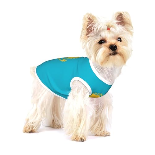 Hunde-Shirt mit Flagge von Kasachstan, Baumwolle, weich, atmungsaktiv, für Hunde, Katzen, Jungen, Mädchen, Haustier-T-Shirt, geeignet für kleine Haustiere von KIRROWE