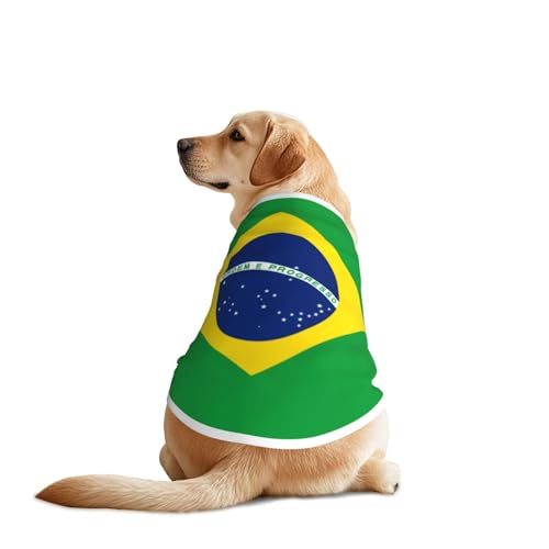 Hunde-Shirt mit brasilianischer Flagge, für große und mittelgroße Hunde, atmungsaktives Netzgewebe, perfekt für den täglichen Gebrauch und besondere Anlässe von KIRROWE