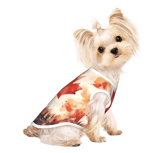 Hunde-Shirt mit kanadischer Flagge, weich, atmungsaktiv, für Hunde, Katzen, Jungen, Mädchen, Haustier-T-Shirt, geeignet für kleine Haustiere von KIRROWE