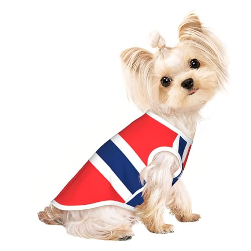 Hunde-Shirt mit norwegischer Flagge, weich, atmungsaktiv, für Hunde, Katzen, Jungen, Mädchen, Haustier-T-Shirt, geeignet für kleine Haustiere von KIRROWE