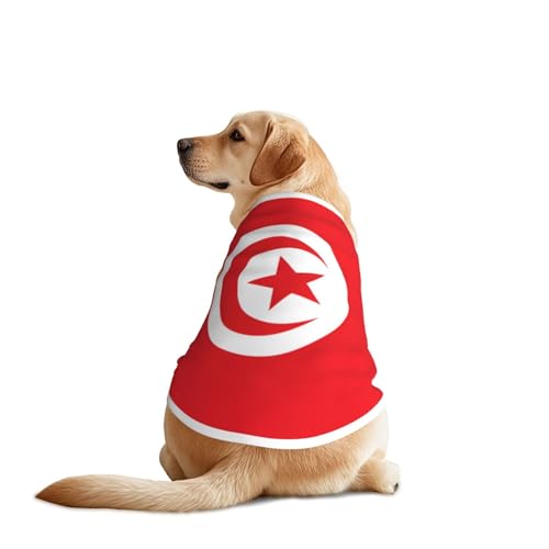 Hunde-Shirt mit tunesischer Flagge für große und mittelgroße Hunde, atmungsaktives Netzgewebe, perfekt für den täglichen Gebrauch und besondere Anlässe von KIRROWE