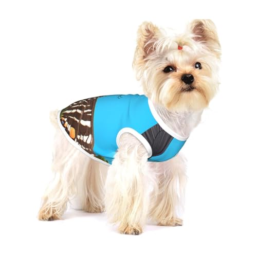 Hunde-Shirt mit zwei schönen Schmetterlingen, Baumwolle, weich, atmungsaktiv, für Hunde, Katzen, Jungen, Mädchen, Haustier-T-Shirt, geeignet für kleine Haustiere von KIRROWE