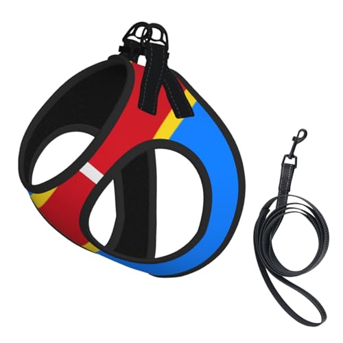Hundegeschirr Flagge des Kongo, ausgestattet mit reflektierenden Riemen und Schnellverschluss-Schnallen, geeignet für kleine Katzen und Hunde von KIRROWE