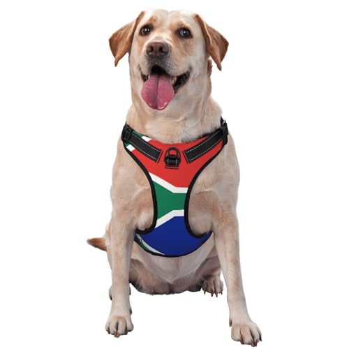 Hundegeschirr mit Südafrika Flagge - ausgestattet mit reflektierenden Haustierstreifen und Schnellspanner - geeignet für alle Hundetypen Hundegeschirr mit Südafrika Flagge - ausgestattet mit reflektierenden Haustierstreifen und Schnellspanner - geeignet für alle Hundetypen von KIRROWE