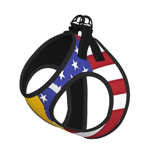 Hundegeschirr mit amerikanischer Spanien-Flagge, ausgestattet mit reflektierenden Riemen und Schnellverschluss-Schnallen, geeignet für kleine Katzen und Hunde von KIRROWE