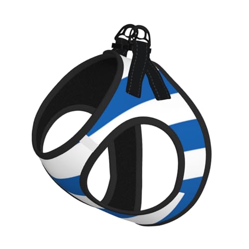 Hundegeschirr mit griechischer Flagge, ausgestattet mit reflektierenden Riemen und Schnellverschluss-Schnallen, geeignet für kleine Katzen und Hunde von KIRROWE