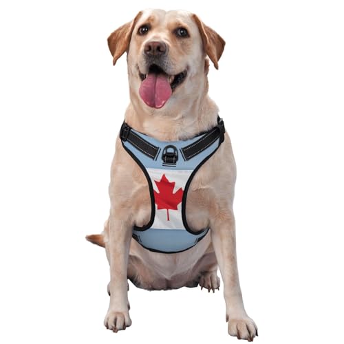 Hundegeschirr mit kanadischer Flagge, ausgestattet mit reflektierenden Haustiergurten und Schnellverschluss-Schnallen, geeignet für alle Arten von Hunden von KIRROWE