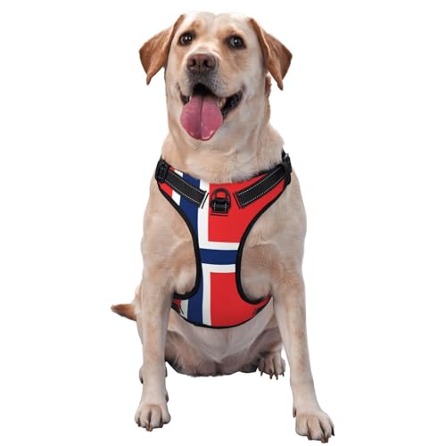 Hundegeschirr mit norwegischer Flagge, ausgestattet mit reflektierenden Haustiergurten und Schnellverschlussschnallen, geeignet für alle Arten von Hunden Hundegeschirr mit norwegischer Flagge, ausgestattet mit reflektierenden Haustiergurten und Schnellverschlussschnallen, geeignet für alle Arten von Hunden von KIRROWE