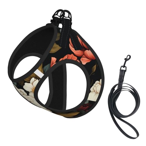 Hundegeschirr mit weißen und roten Blumen, ausgestattet mit reflektierenden Riemen und Schnellverschluss-Schnallen, geeignet für kleine Katzen und Hunde Hundegeschirr mit weißen und roten Blumen, ausgestattet mit reflektierenden Riemen und Schnellverschluss-Schnallen, geeignet für kleine Katzen und Hunde von KIRROWE