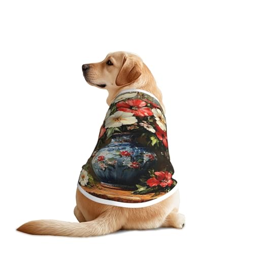 Hundeshirt mit Blumen in einer Vase, für große und mittelgroße Hunde, atmungsaktives Netzgewebe, perfekt für den täglichen Gebrauch und besondere Anlässe Hundeshirt mit Blumen in einer Vase, für große und mittelgroße Hunde, atmungsaktives Netzgewebe, perfekt für den täglichen Gebrauch und besondere Anlässe von KIRROWE