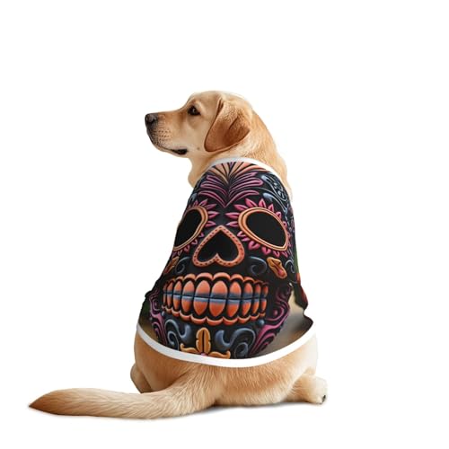 Hundeshirt mit Totenköpfen und Blumen, für große und mittelgroße Hunde, atmungsaktives Netzgewebe, perfekt für den täglichen Gebrauch und besondere Anlässe Hundeshirt mit Totenköpfen und Blumen, für große und mittelgroße Hunde, atmungsaktives Netzgewebe, perfekt für den täglichen Gebrauch und besondere Anlässe von KIRROWE