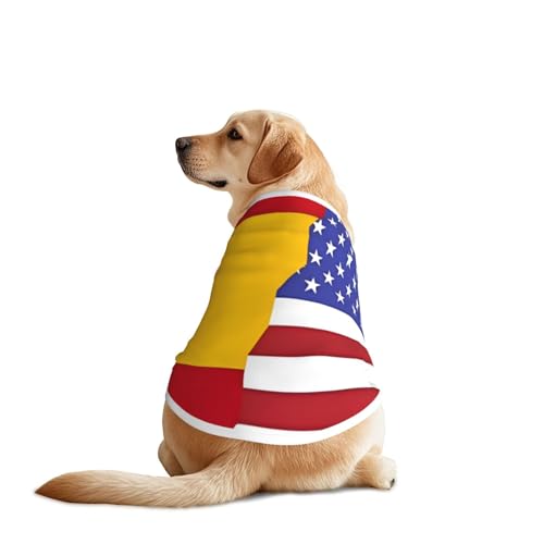 Hundeshirt mit amerikanischer Spanien-Flagge für große und mittelgroße Hunde, atmungsaktives Netzgewebe, perfekt für den täglichen Gebrauch und besondere Anlässe Hundeshirt mit amerikanischer Spanien-Flagge für große und mittelgroße Hunde, atmungsaktives Netzgewebe, perfekt für den täglichen Gebrauch und besondere Anlässe von KIRROWE