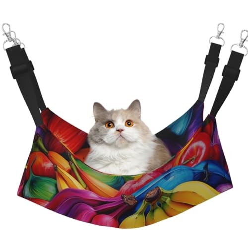 KIRROWE Bananas Wende-Katzen-Hängematte, doppelseitig, Haustierkäfig-Hängematte, Hängebett, Ruheunterlage, Schlafunterlage für kleine Tiere KIRROWE Bananas Wende-Katzen-Hängematte, doppelseitig, Haustierkäfig-Hängematte, Hängebett, Ruheunterlage, Schlafunterlage für kleine Tiere von KIRROWE