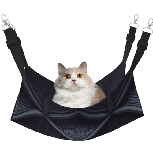 KIRROWE Dark Grid Space Wende-Katzen-Hängematte, doppelseitig, Haustierkäfig-Hängematte, Hängebett, Schlafunterlage für kleine Tiere von KIRROWE