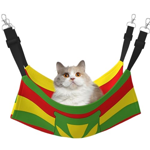 KIRROWE Einheimische Hawaii-Flagge, wendbare Katzen-Hängematte, doppelseitige Haustierkäfig-Hängematte, Hängebett, Ruheunterlage für kleine Tiere KIRROWE Einheimische Hawaii-Flagge, wendbare Katzen-Hängematte, doppelseitige Haustierkäfig-Hängematte, Hängebett, Ruheunterlage für kleine Tiere von KIRROWE