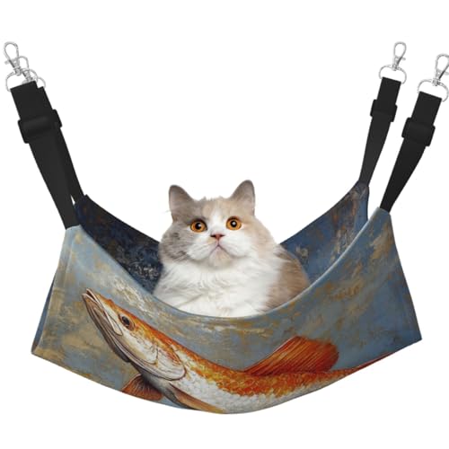 KIRROWE Fish Wende-Katzen-Hängematte, doppelseitig, Haustierkäfig-Hängematte, Hängebett, Schlafunterlage für kleine Tiere KIRROWE Fish Wende-Katzen-Hängematte, doppelseitig, Haustierkäfig-Hängematte, Hängebett, Schlafunterlage für kleine Tiere von KIRROWE