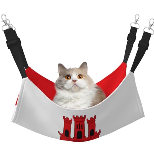 KIRROWE Flag of Gibraltar Wende-Katzen-Hängematte, doppelseitig, Haustierkäfig-Hängematte, Hängebett, Schlafunterlage für kleine Tiere KIRROWE Flag of Gibraltar Wende-Katzen-Hängematte, doppelseitig, Haustierkäfig-Hängematte, Hängebett, Schlafunterlage für kleine Tiere von KIRROWE