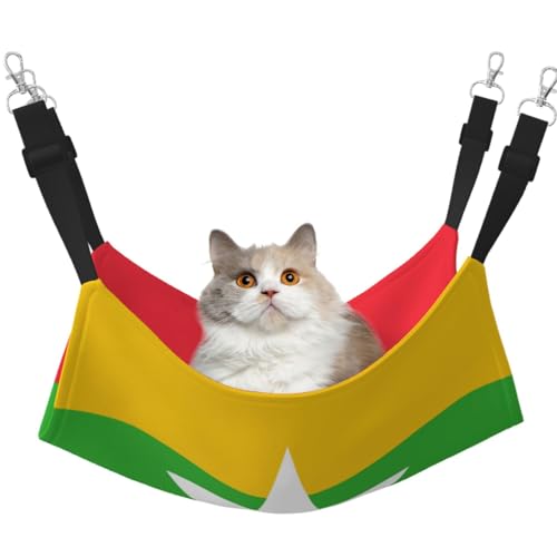 KIRROWE Flag of Myanmar Reversible Cat Hanging Hammock-Double-Sided Pet Cage Hammock Hanging Bed Resting Sleepy Pad for Small Animals Pets KIRROWE Flag of Myanmar Reversible Cat Hanging Hammock-Double-Sided Pet Cage Hammock Hanging Bed Resting Sleepy Pad for Small Animals Pets von KIRROWE